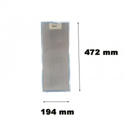 Filtro In Alluminio Per Cappe Rex Electrolux Elica Faber AEG 194x472x9 mm