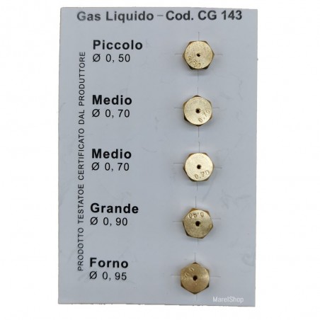 Ugelli Cicler per Cucina Piano Cottura Gas G.P.L. 5 Fuochi 2 Medi Passo 6 MB CG143