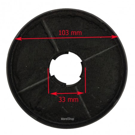 Filtri in Carbone 2 Pezzi per Cappa Silverline CF130 Diametro Esterno 103 mm Interno 33 mm CF130