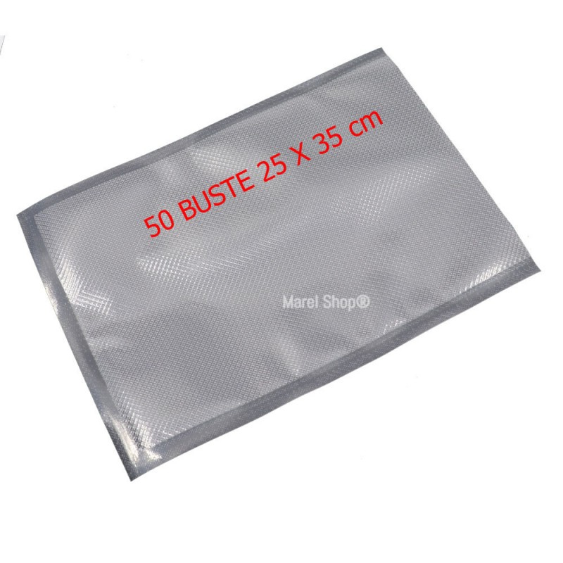 50 Buste Alimenti Groffate 25x35 Cm Per Macchine Sottovuoto