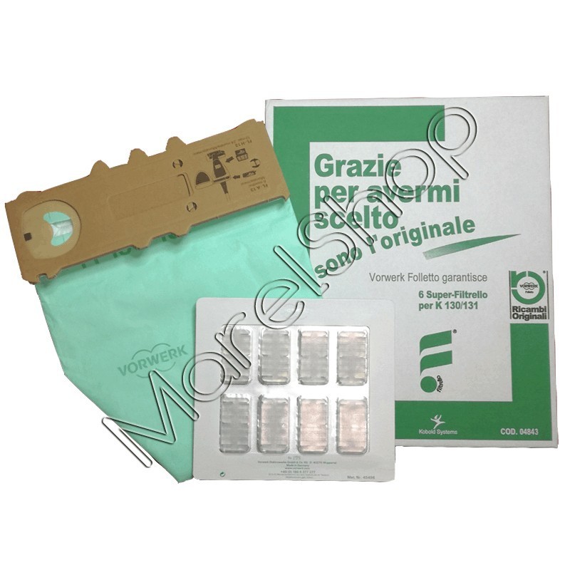 Confezione 6 Sacchi E Profumatori Originali Vorwerk Folletto VK130/131