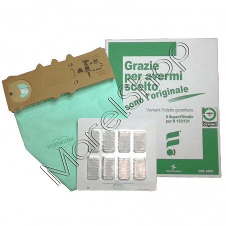 Confezione 6 Sacchi E Profumatori Originali Vorwerk Folletto VK130/131