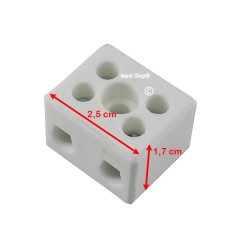 Morsettiera spinottiera 2,5 cm x 1,7 cm in ceramica 2 poli per alte temperature vari usi