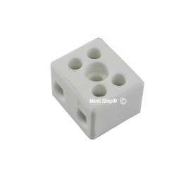Morsettiera spinottiera 2,5 cm x 1,7 cm in ceramica 2 poli per alte temperature vari usi