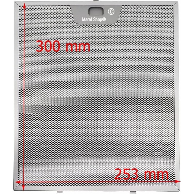 Filtro in Alluminio Antigrasso Metallico 253 x 300 x 8 mm per Cappa Faber Franke 133.0067.471