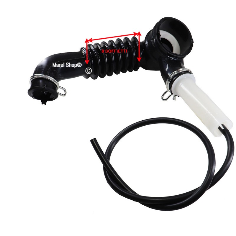 Manicotto Tubo di Scarico con Trappola Aria 8 Soffietti per Lavatrice ITWash Zoppas 39901011300
