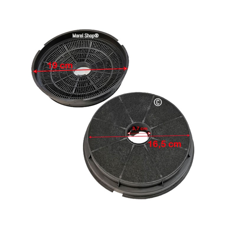 Filtri ai Carboni Attivi 2 PZ per Cappa H 3,5 cm Diametro 16,5 cm 30301075