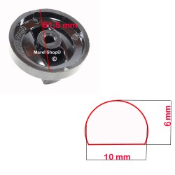 Manopola Cucina Friggitrice Cuoci Pasta Ristorazione Professionale Attacco Mezza Luna 10 x 6 mm Esterno 61,5 mm M9004