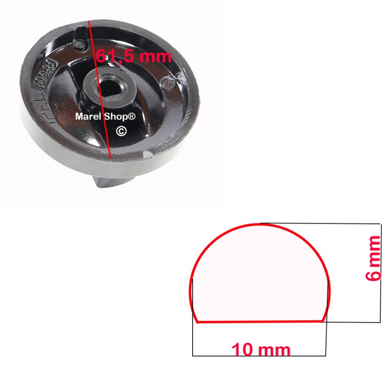 Manopola Cucina Friggitrice Cuoci Pasta Ristorazione Professionale Attacco Mezza Luna 10 x 6 mm Esterno 61,5 mm M9004