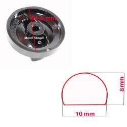 Manopola Cucina Friggitrice Cuoci Pasta Ristorazione Professionale Attacco Mezza Luna 10 x 8 mm Esterno 61,5 mm M9002