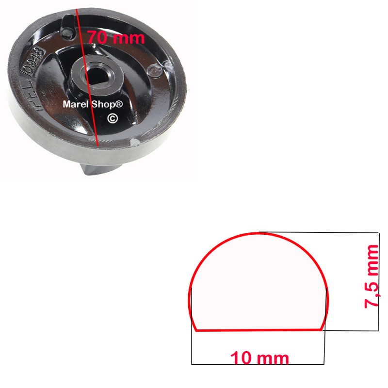 Manopola Cucina Friggitrice Cuoci Pasta Ristorazione Professionale Attacco Mezza Luna 10 x 7,5 mm 3241400