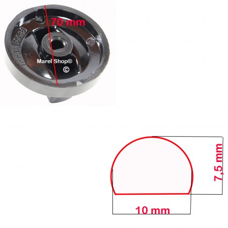 Manopola Cucina Friggitrice Cuoci Pasta Ristorazione Professionale Attacco Mezza Luna 10 x 7,5 mm 3241400