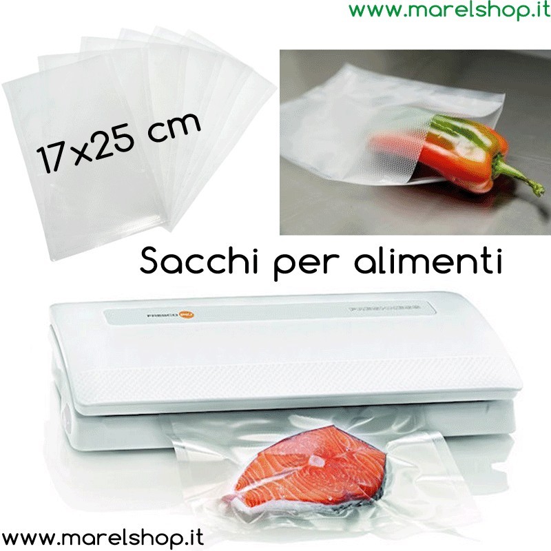 50 Buste Alimenti Groffate 17x25 Cm Per Macchine Sottovuoto