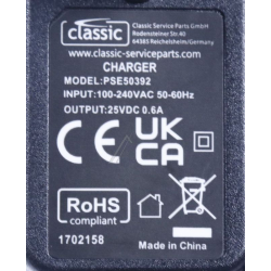 Caricabatterie per Aspirapolvere Scopa Elettrica De Longhi 25 V 0,6 A KG1007