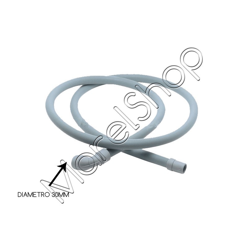Tubo Scarico Con Pipa Diametro 30mm Lunghezza 1.9 Mt. Lavatrici Lavastoviglie