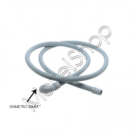 Tubo Scarico Con Pipa Diametro 30mm Lunghezza 1.9 Mt. Lavatrici Lavastoviglie